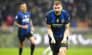 Imagen de Edin Dzeko celebrando un gol. Pronósticos y cuotas del Inter vs Milan de la Serie A.