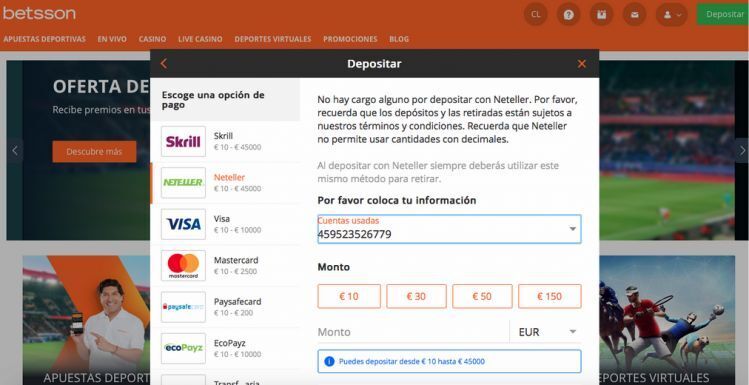 Depositar con Neteller