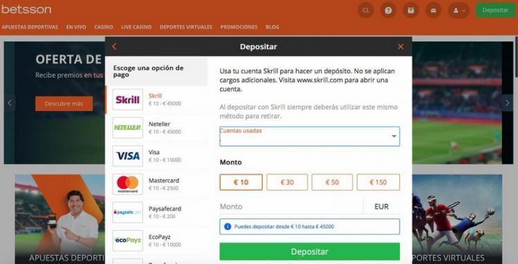 Realizar depósitos con Skrill